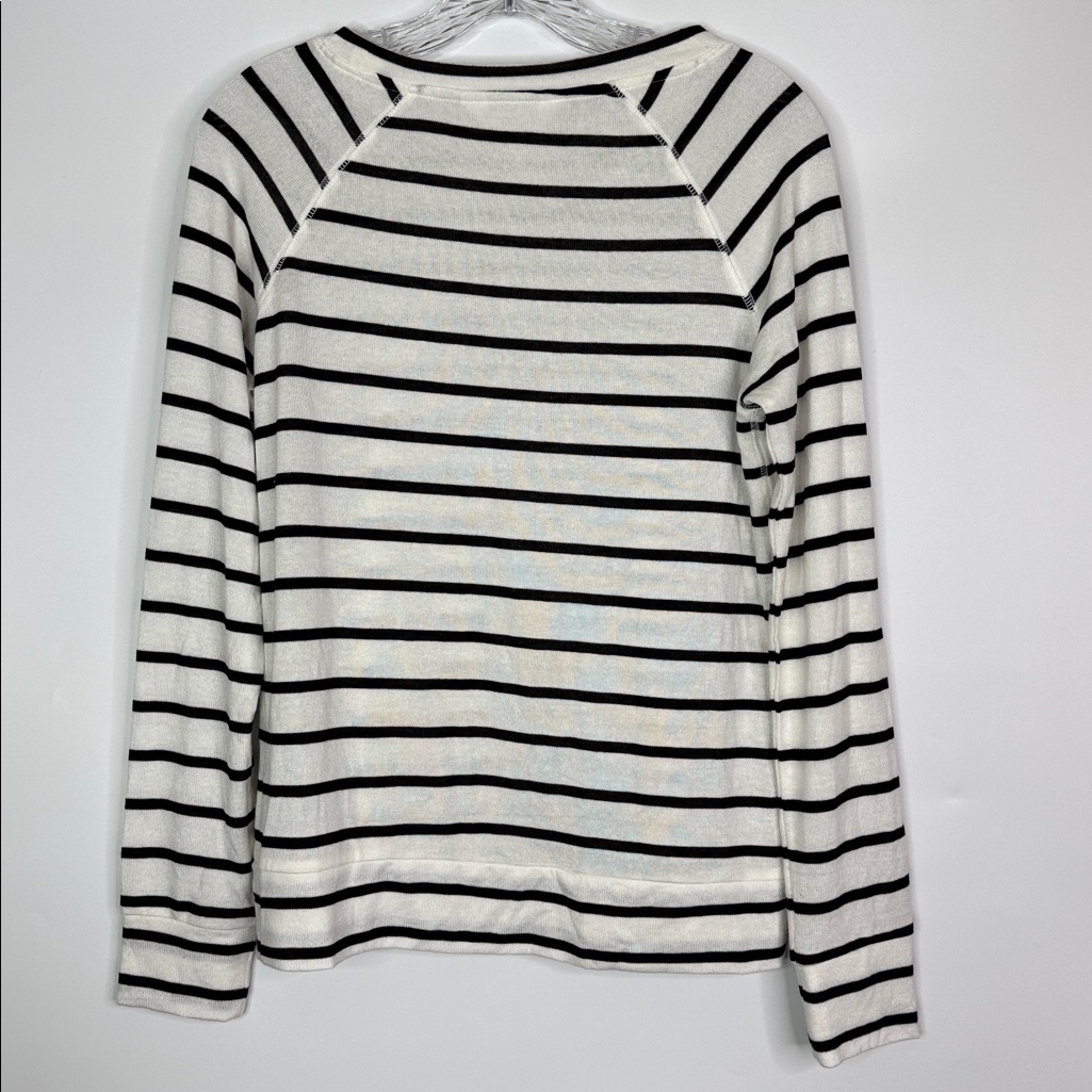Market & Spruce Black & White Striped Long Sleeve Crewneck Shirt Nwt Medium — image 4 of 8